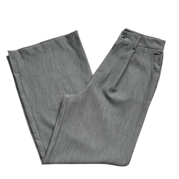 Lulus Gray Tailored Dress Pants Wide Leg Split Hem Trousers Work Career Womens S - Picture 8 of 8
